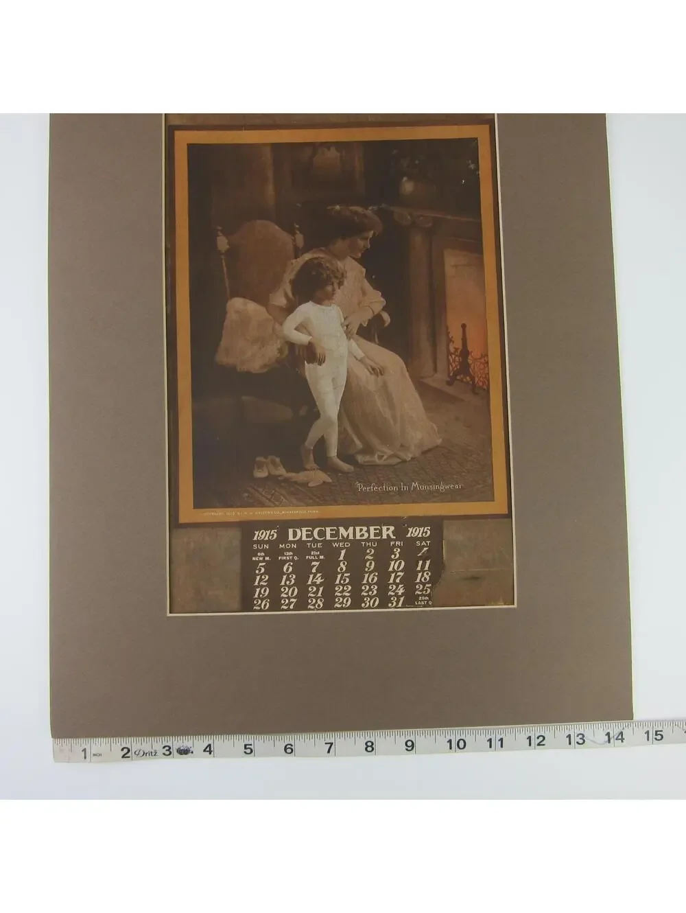 Munsingwear Art Calendar Print Advertising Display Woman Child Antique 1915 RARE